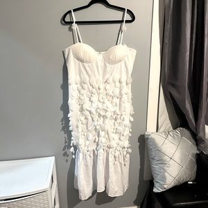 Loragal white spaghetti strap textured maxi dress size 2XL NWT unique